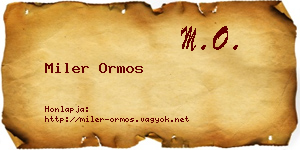 Miler Ormos névjegykártya